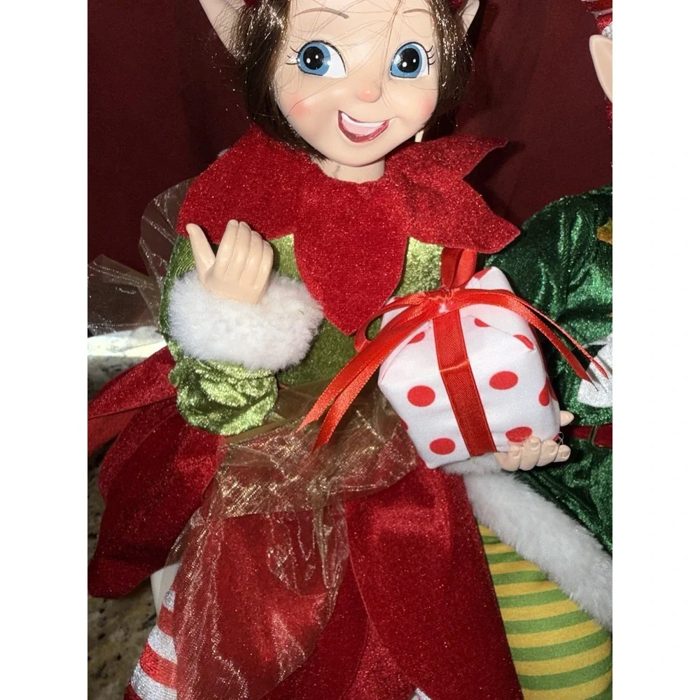 Cynthia Rowley Boy And Girl Christmas Elf Shelf Sitter Doll 25